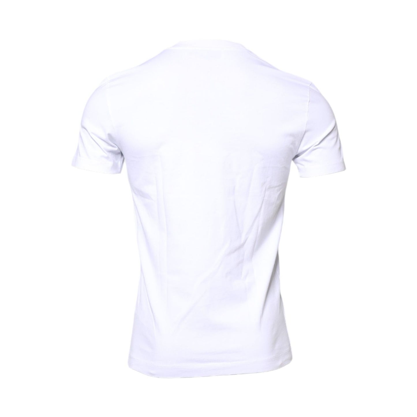Dolce & Gabbana White Cotton Logo Patch Crew Neck T-shirt