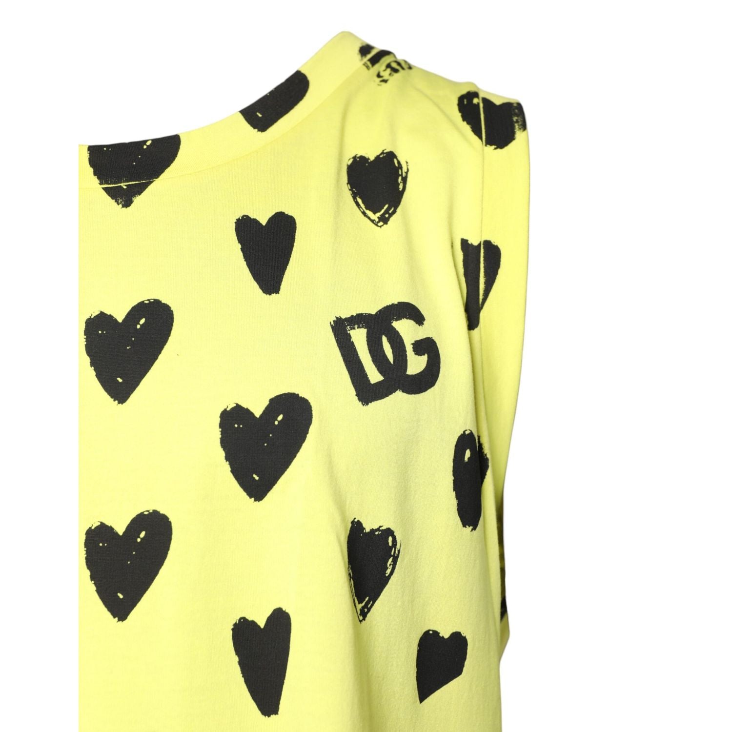 Dolce & Gabbana Yellow Cotton Sleeveless DG Heart T-shirt