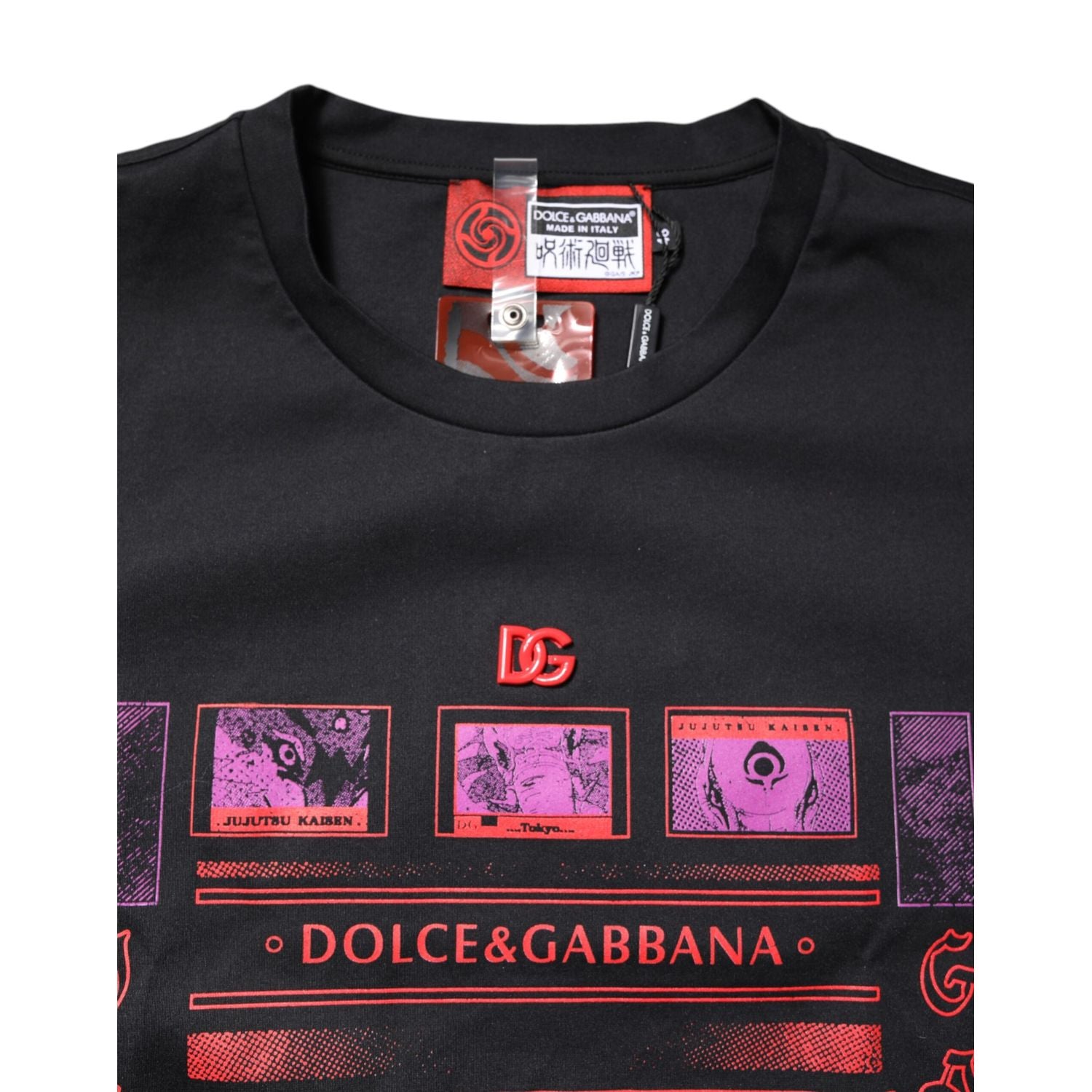 Dolce & Gabbana Black Cotton Graphic Print Crew Neck T-shirt