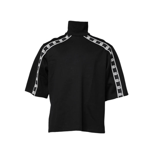Dolce & Gabbana Black Cotton DG Print Turtleneck T-shirt TSH90348-50