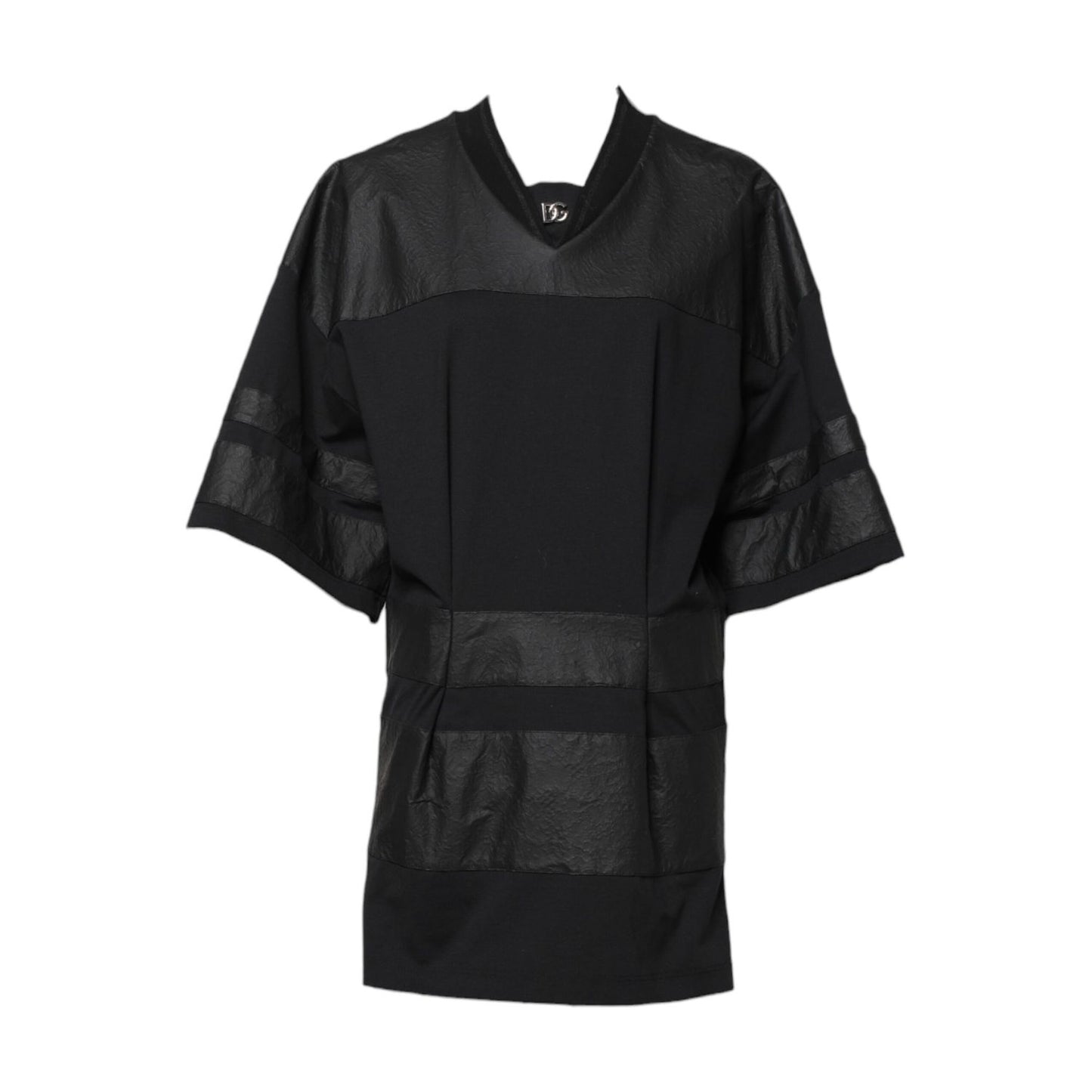 Dolce & Gabbana Black Cotton Short Sleeves V-neck T-shirt