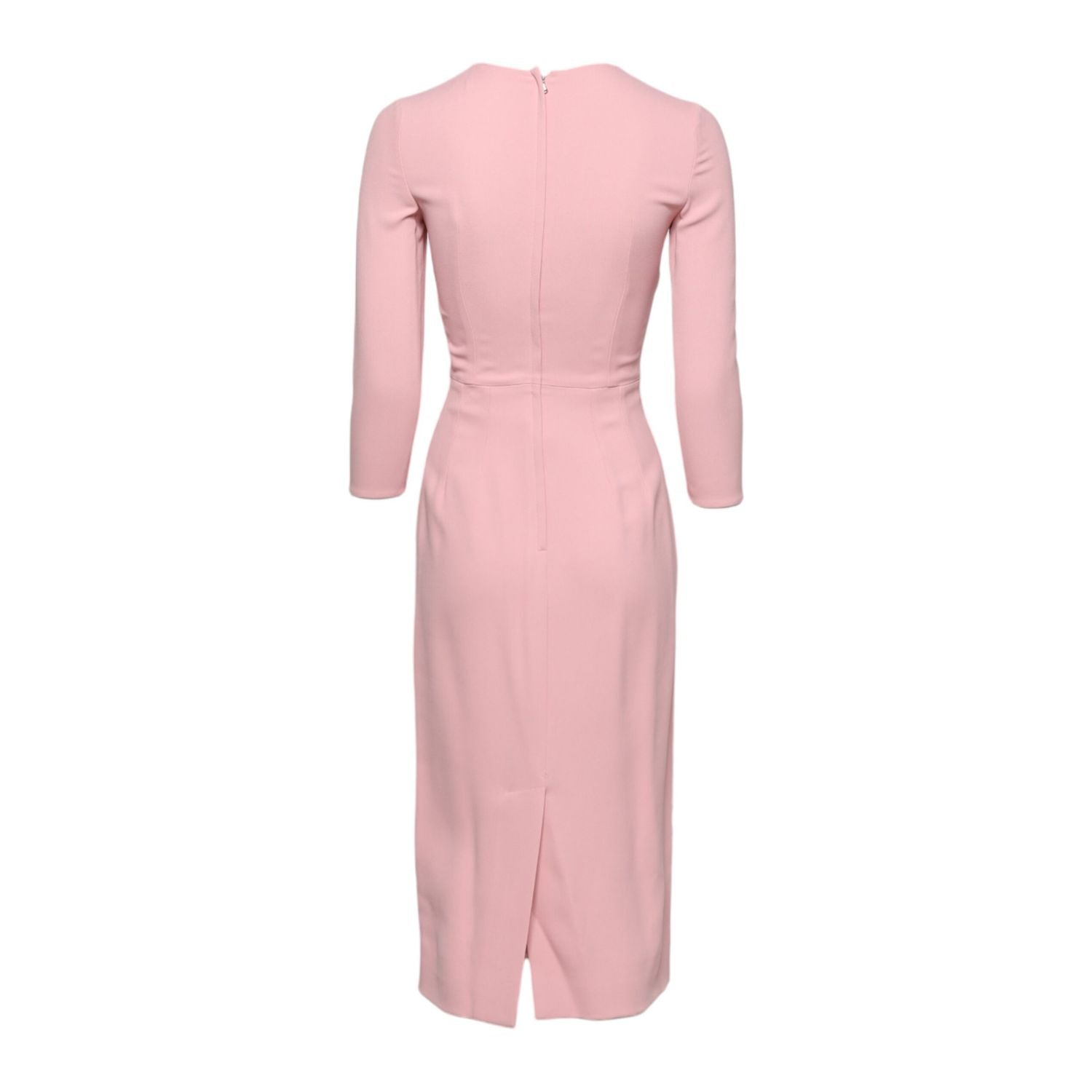 Dolce & Gabbana Pink Viscose 3/4 Sleeves Sheath Midi Dress