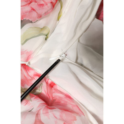 Dolce & Gabbana White Floral Silk Halter A-line Maxi Dress