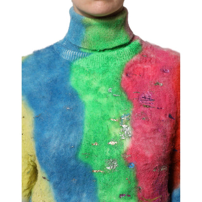 Dolce & Gabbana Multicolor Mohair Turtleneck Pullover Sweater