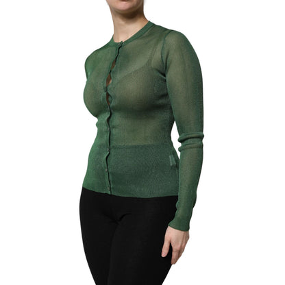 Dolce & Gabbana Green Polyester Long Sleeves Cardigan Sweater