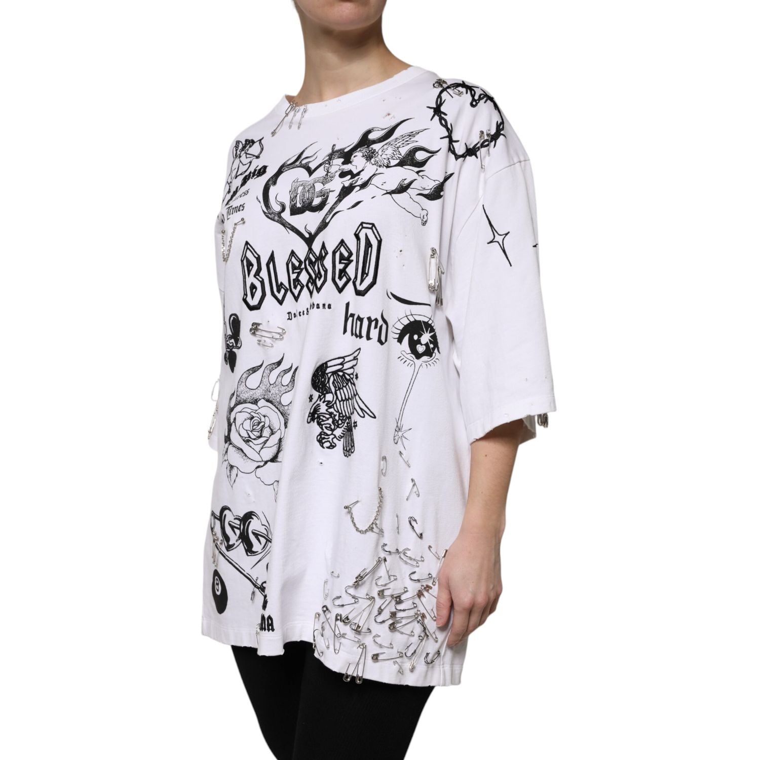 Dolce & Gabbana White Cotton DG BLESSED Printed T-shirt