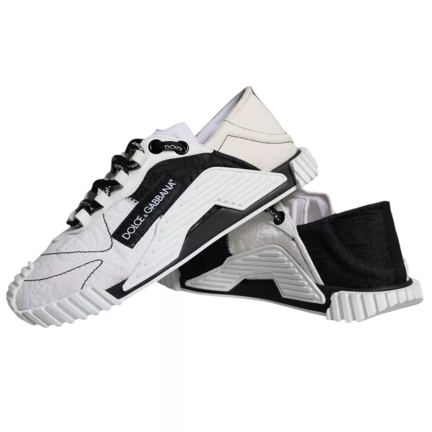 Dolce & Gabbana White Black Low Top NS1 Sneakers Shoes