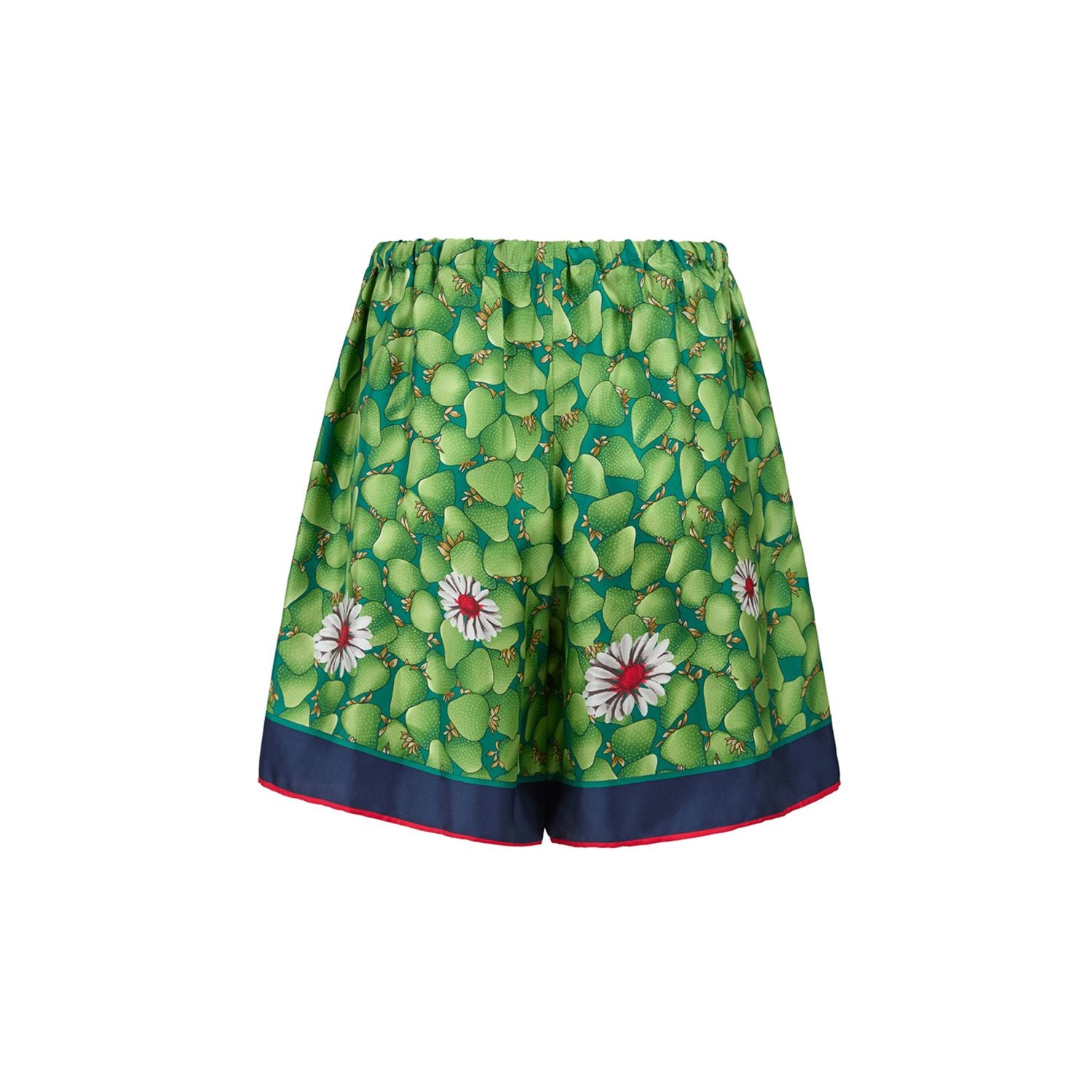 Gucci Green Flower Printed Silk Shorts