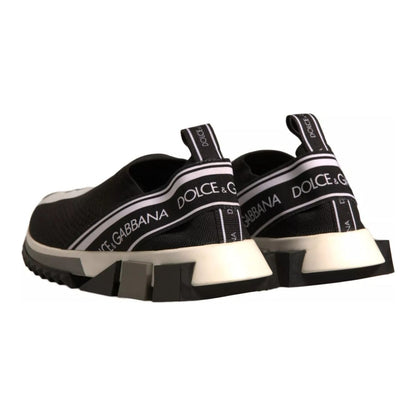 Dolce & Gabbana Black White Slip On Sorrento Sneakers Shoes