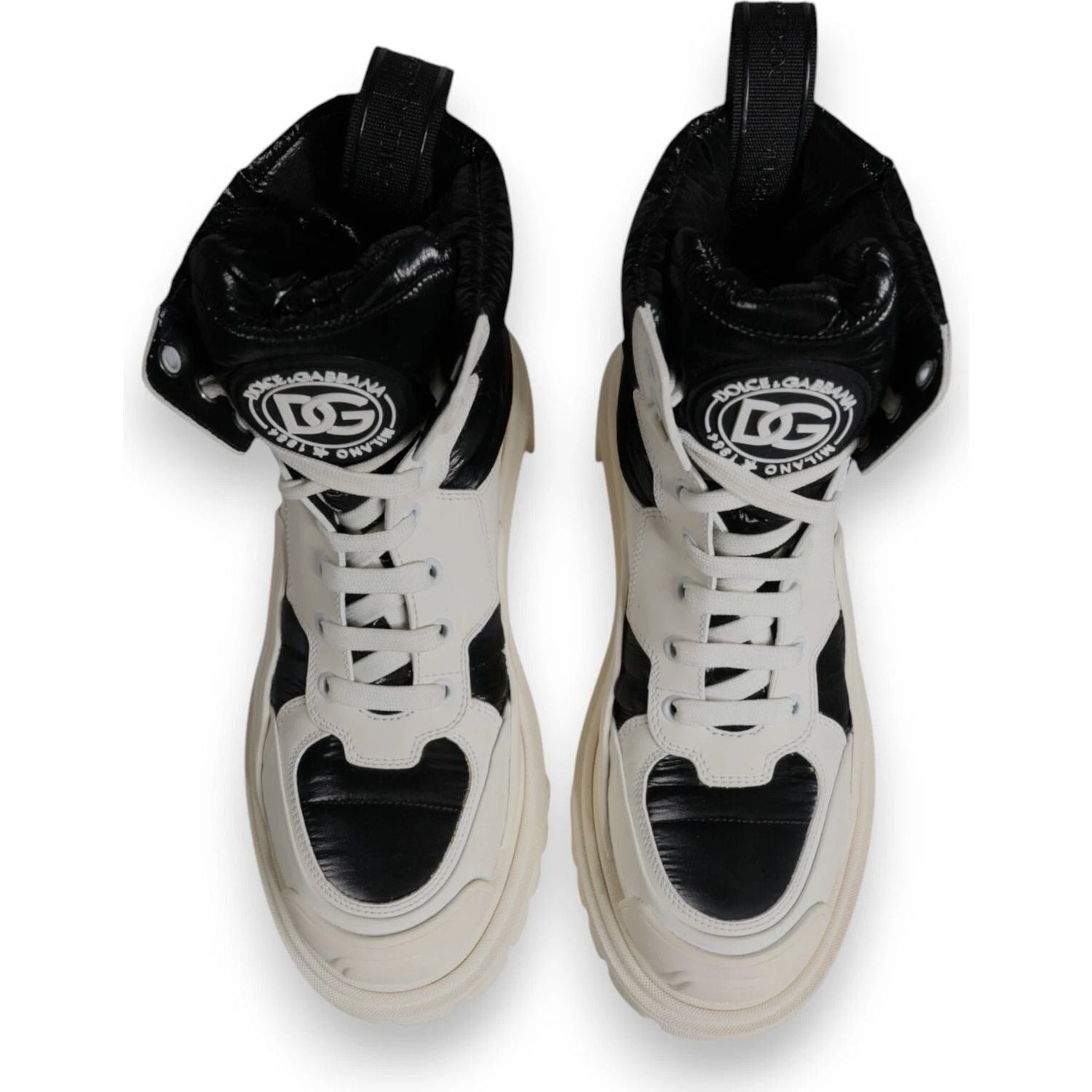 Dolce & Gabbana White Padded Mid Calf Lace Up Boots Shoes