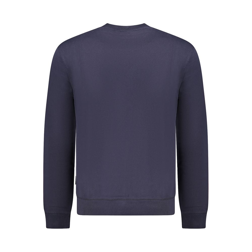 Napapijri Blue Cotton Men Sweater, back view, showcasing premium cotton material and trendy design.