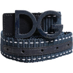 Dolce & Gabbana Blue Cotton Leather DG Logo Metal Buckle Belt BEL9428-100