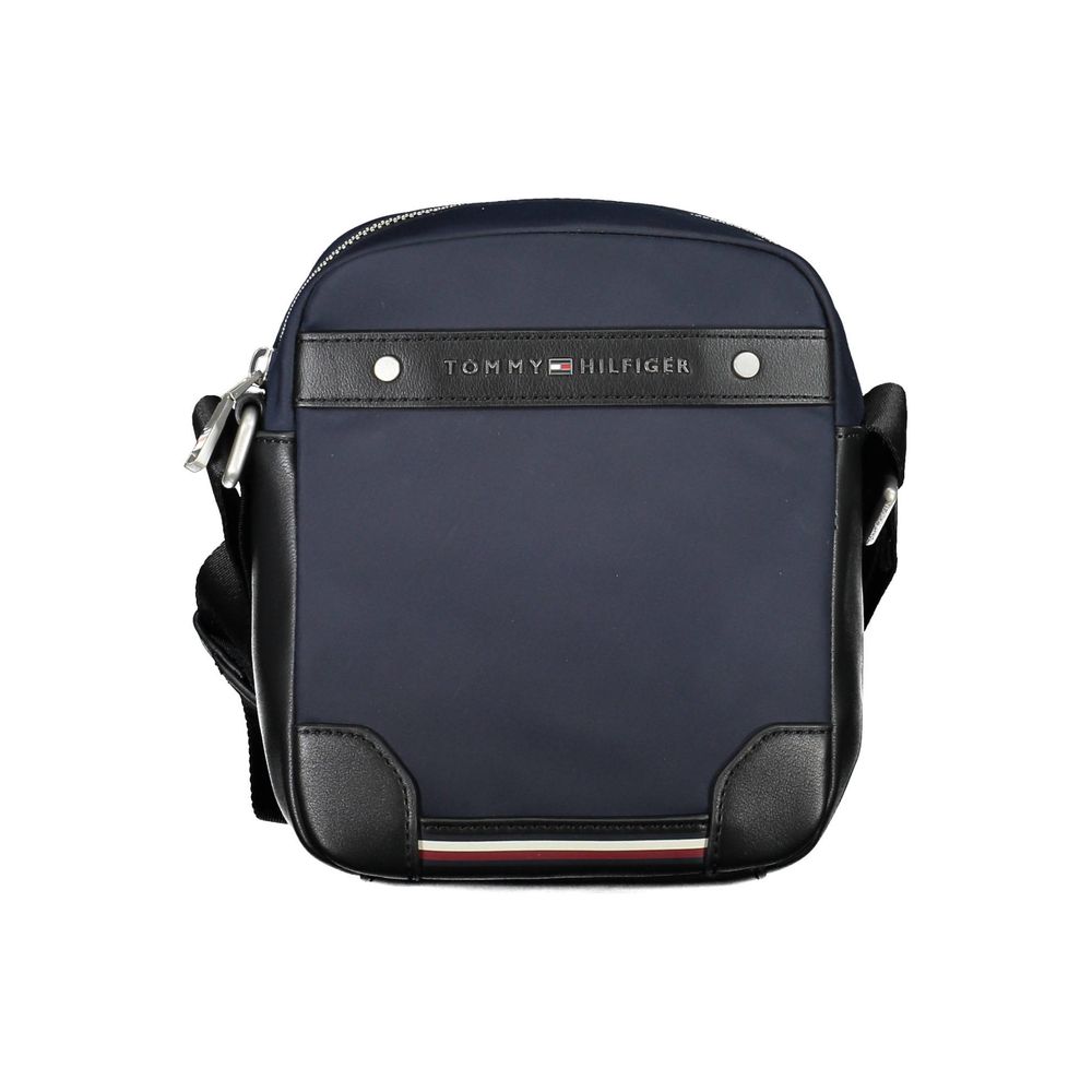 Tommy Hilfiger Blue Polyester Men Shoulder Bag with adjustable strap, featuring sustainable design and elegant style.