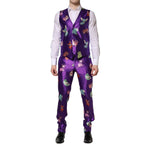 Dolce & Gabbana Purple Silk Animal Print 3 Piece Suit