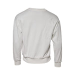 Dolce & Gabbana White Embossed Logo Cotton Crew Neck Sweater