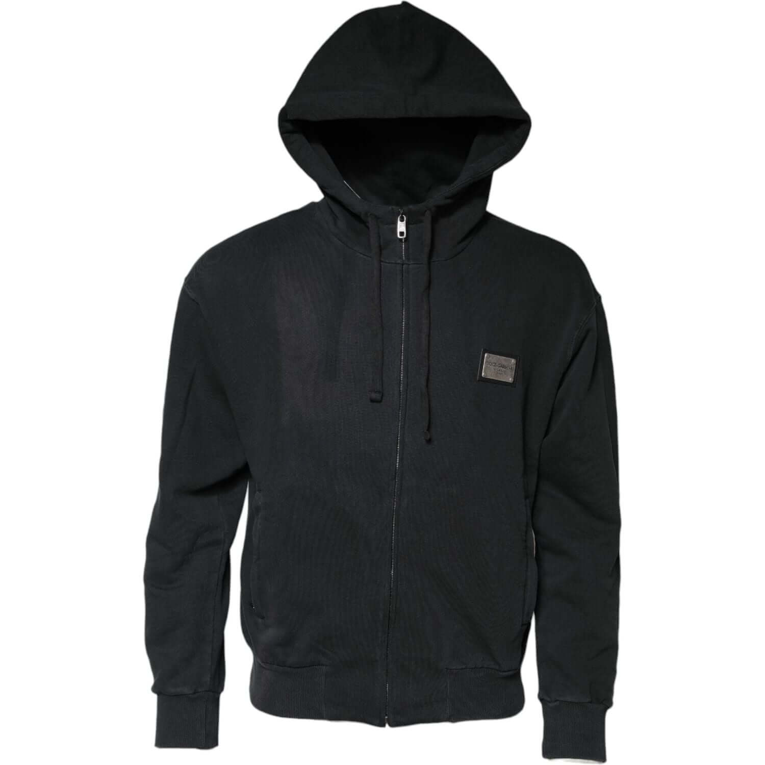 Dolce & Gabbana Black Logo Full Zip Hooded Men Sweatshirt Sweater