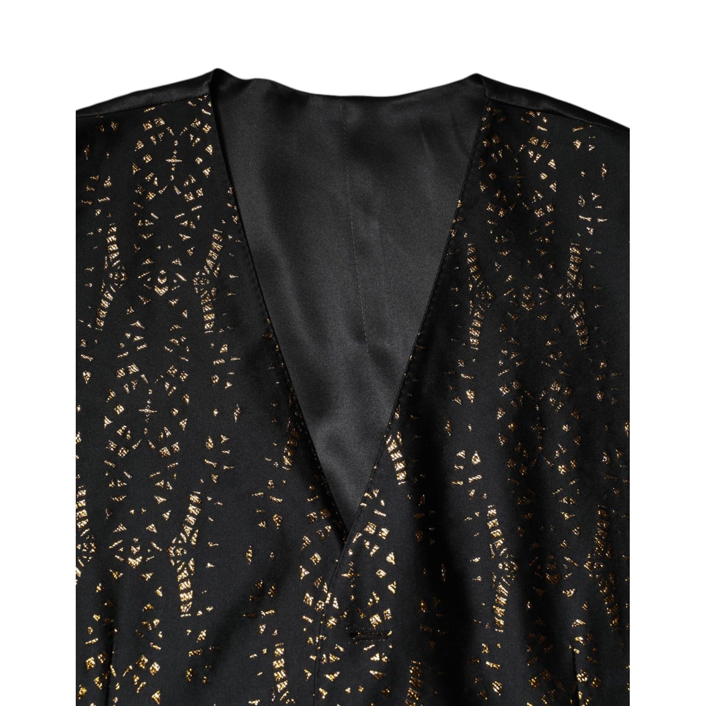 Dolce & Gabbana Black Lurex Dress Formal Men Waistcoat Vest