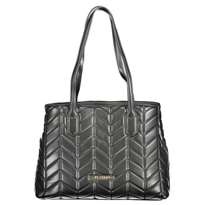 Mario Valentino Black Polyethylene Women Handbag with shoulder handles and quilted design