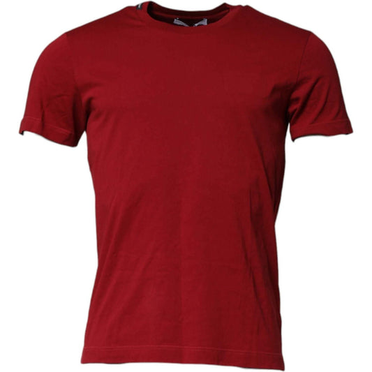 Dolce & Gabbana Red Cotton Short Sleeves Crew Neck T-shirt