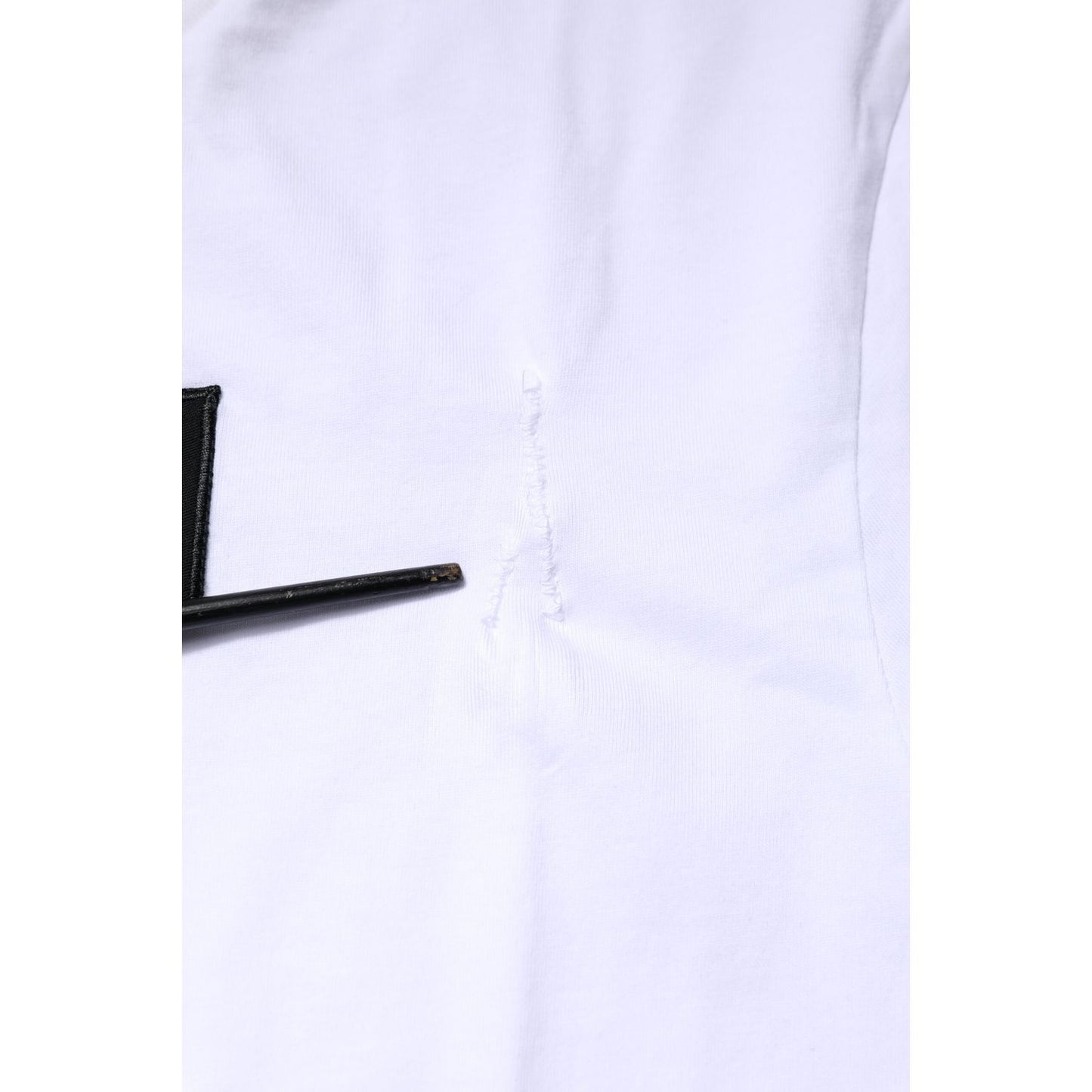 Dolce & Gabbana White Cotton Logo Patch Crew Neck T-shirt