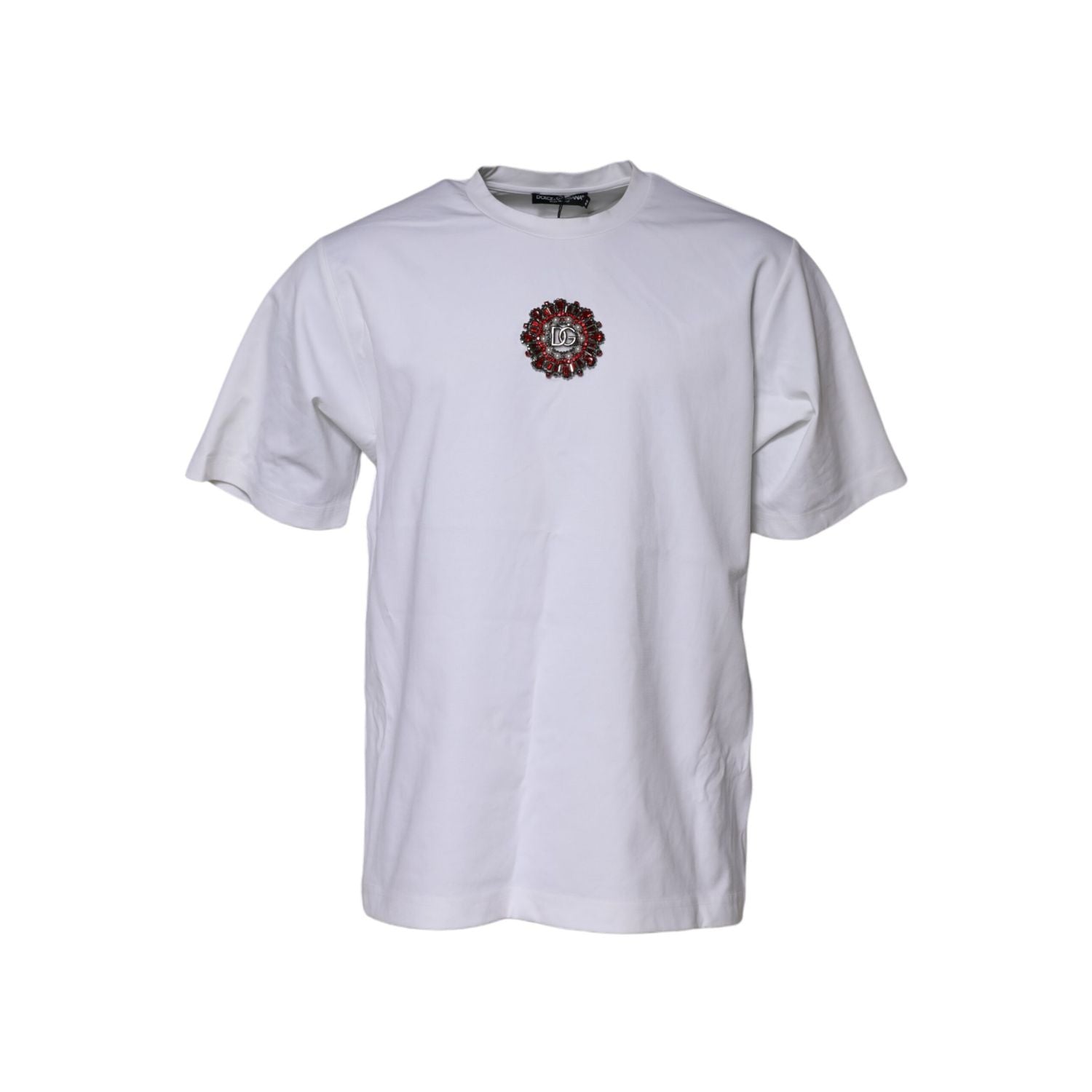 Dolce & Gabbana White Logo Embellish Short Sleeves T-shirt