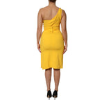 Dolce & Gabbana Yellow One Shoulder Side Slit Midi Dress