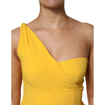 Dolce & Gabbana Yellow One Shoulder Side Slit Midi Dress