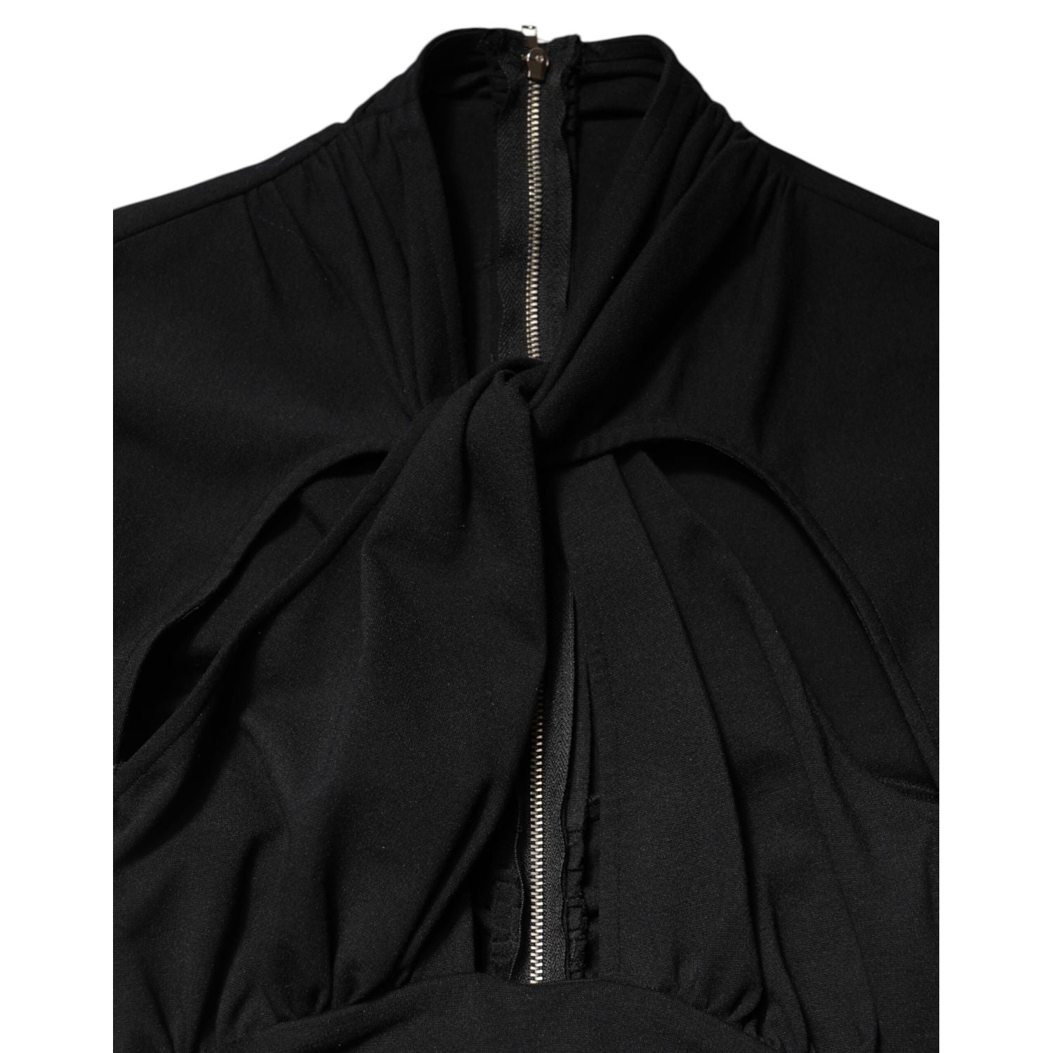 Dolce & Gabbana Black Long Sleeves Sheath Midi Dress