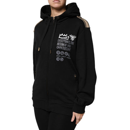 Dolce & Gabbana Black Logo Hooded Full Zip Sweatshirt Jacket