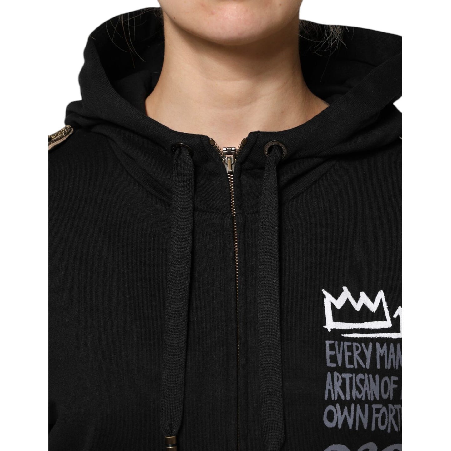 Dolce & Gabbana Black Logo Hooded Full Zip Sweatshirt Jacket