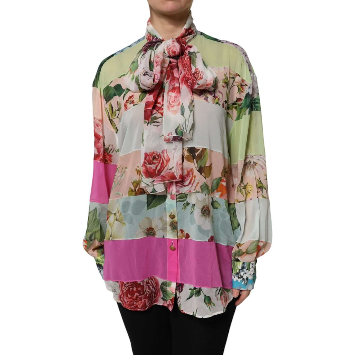 Dolce & Gabbana Multicolor Floral Patchwork Long Sleeves Top