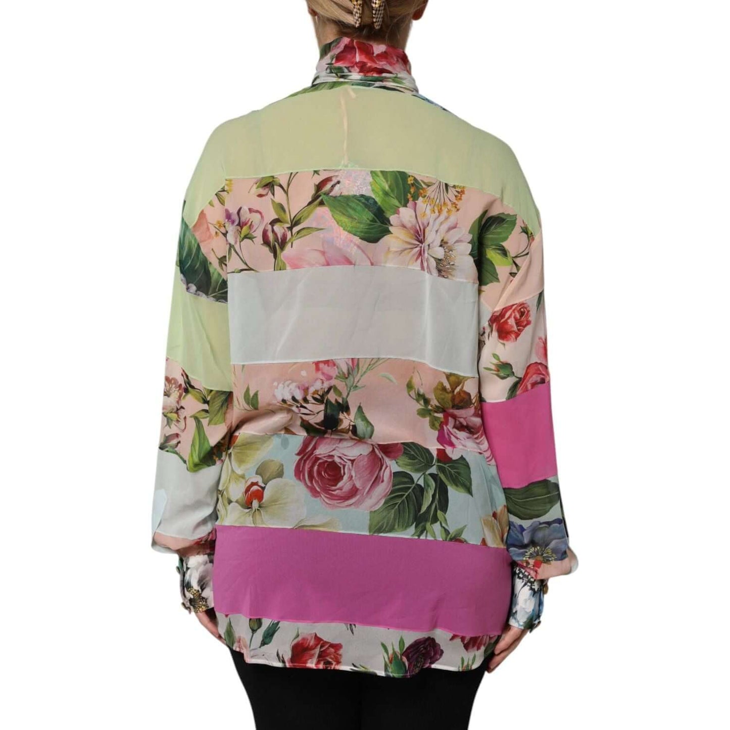 Dolce & Gabbana Multicolor Floral Patchwork Long Sleeves Top