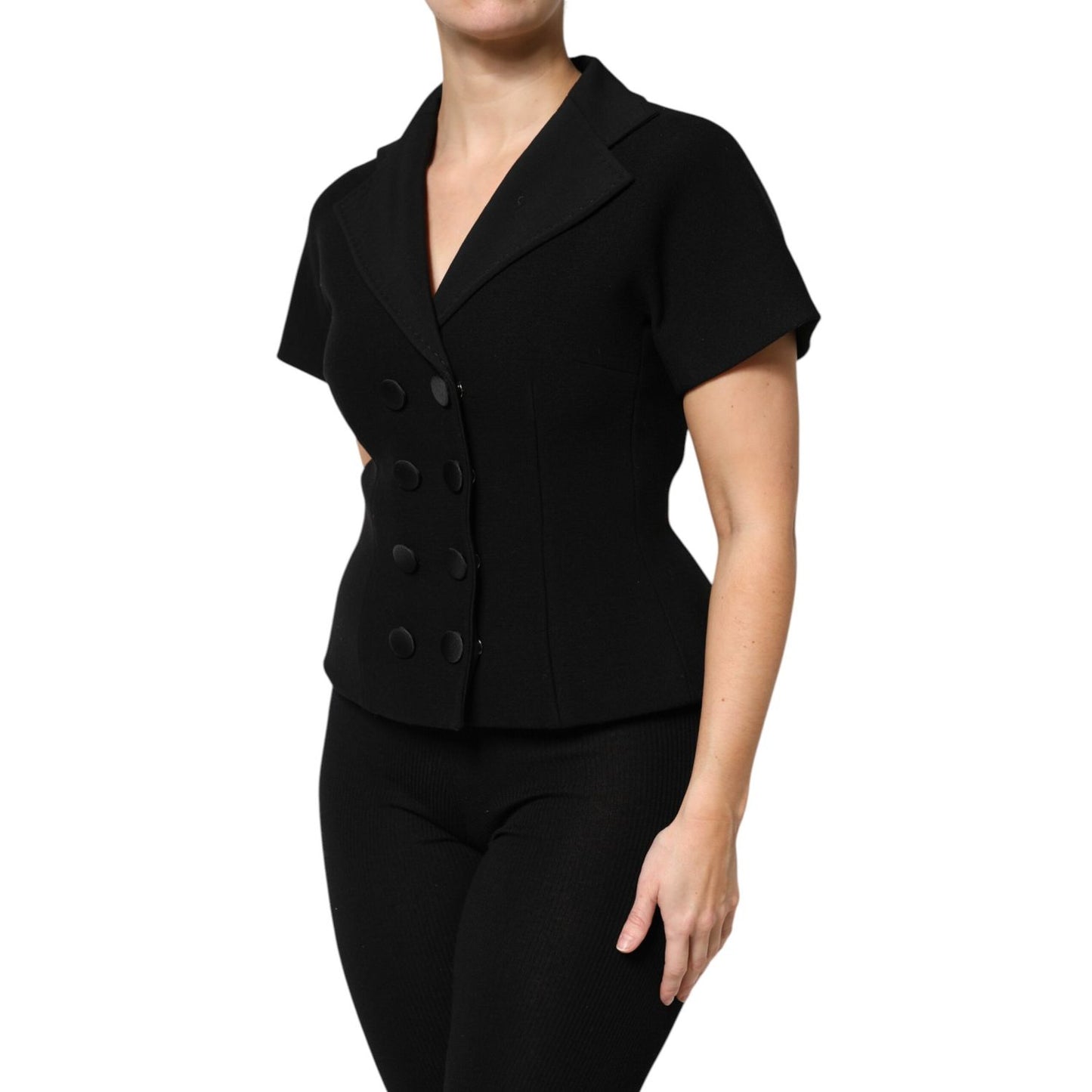 Dolce & Gabbana Black Wool Double Breasted Coat Jacket