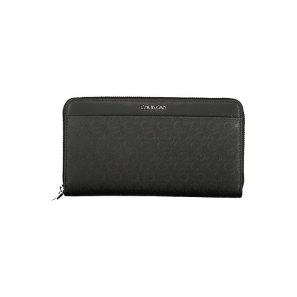 Calvin Klein Black Polyester Women Wallet with RFID protection, sleek design, dual compartments, and external pocket for easy organization.