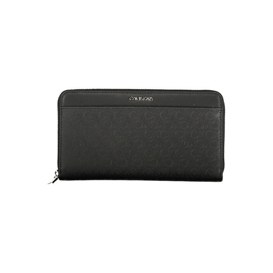 Calvin Klein Black Polyester Women Wallet with RFID protection, sleek design, dual compartments, and external pocket for easy organization.