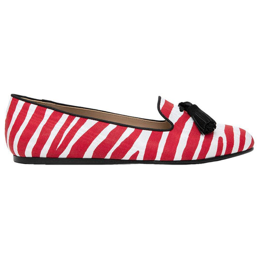 Charles Philip Red Cotton Flat Shoe