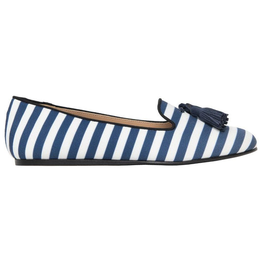 Charles Philip Blue Cotton Flat Shoe