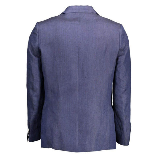 Gant Blue Linen Men Jacket GA-37677-IT48 | M