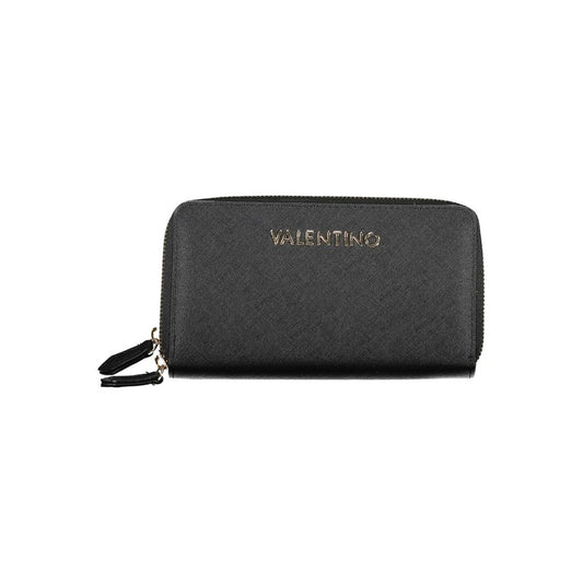 Mario Valentino Black Polyethylene Women Wallet featuring zip closure and elegant design