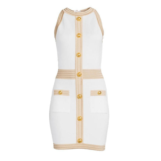 Balmain White Viscose Women's Dress BA-15441-IT38|XS