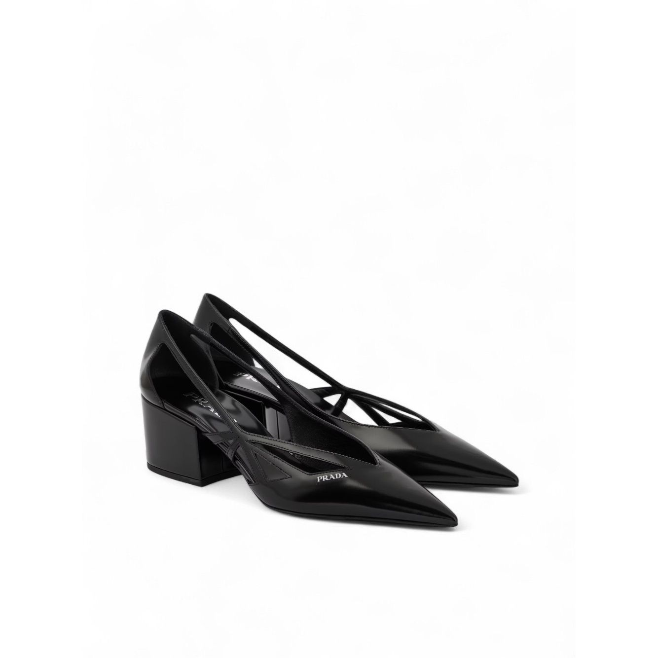 Prada Black Leather Cut-Out Pumps 55