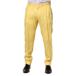 Dolce & Gabbana Yellow Flax Tapered Dress Men Pants PAN76440-50