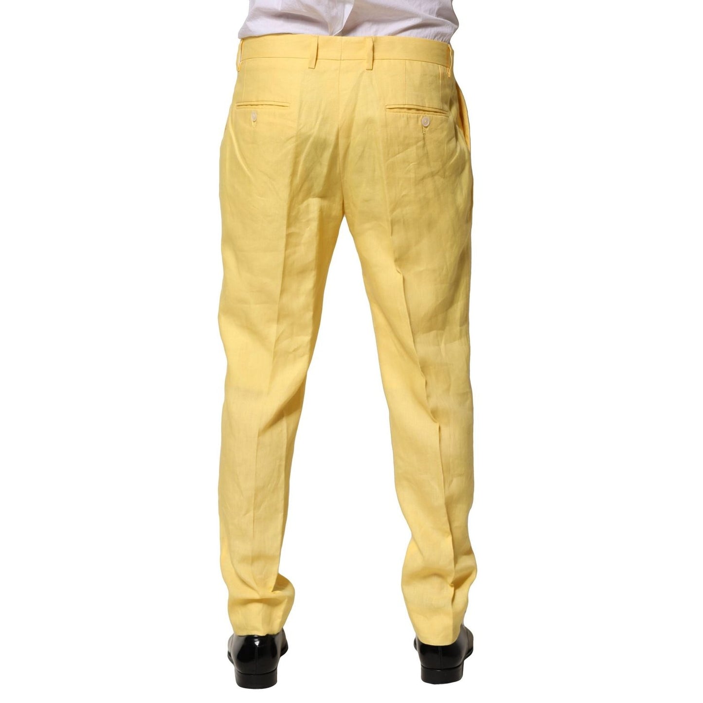 Dolce & Gabbana Yellow Flax Tapered Dress Men Pants PAN76440-50