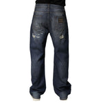 Dolce & Gabbana Blue Washed Tattered Cotton Men Jeans PAN76449-46