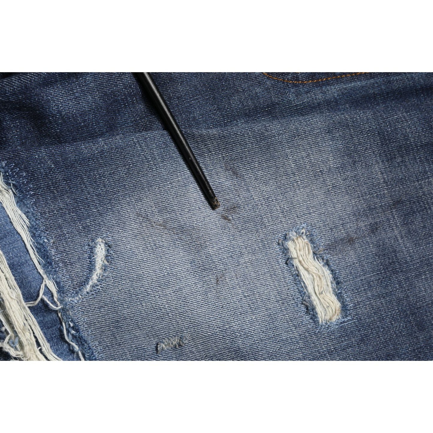Dolce & Gabbana Blue Washed Tattered Cotton Men Jeans