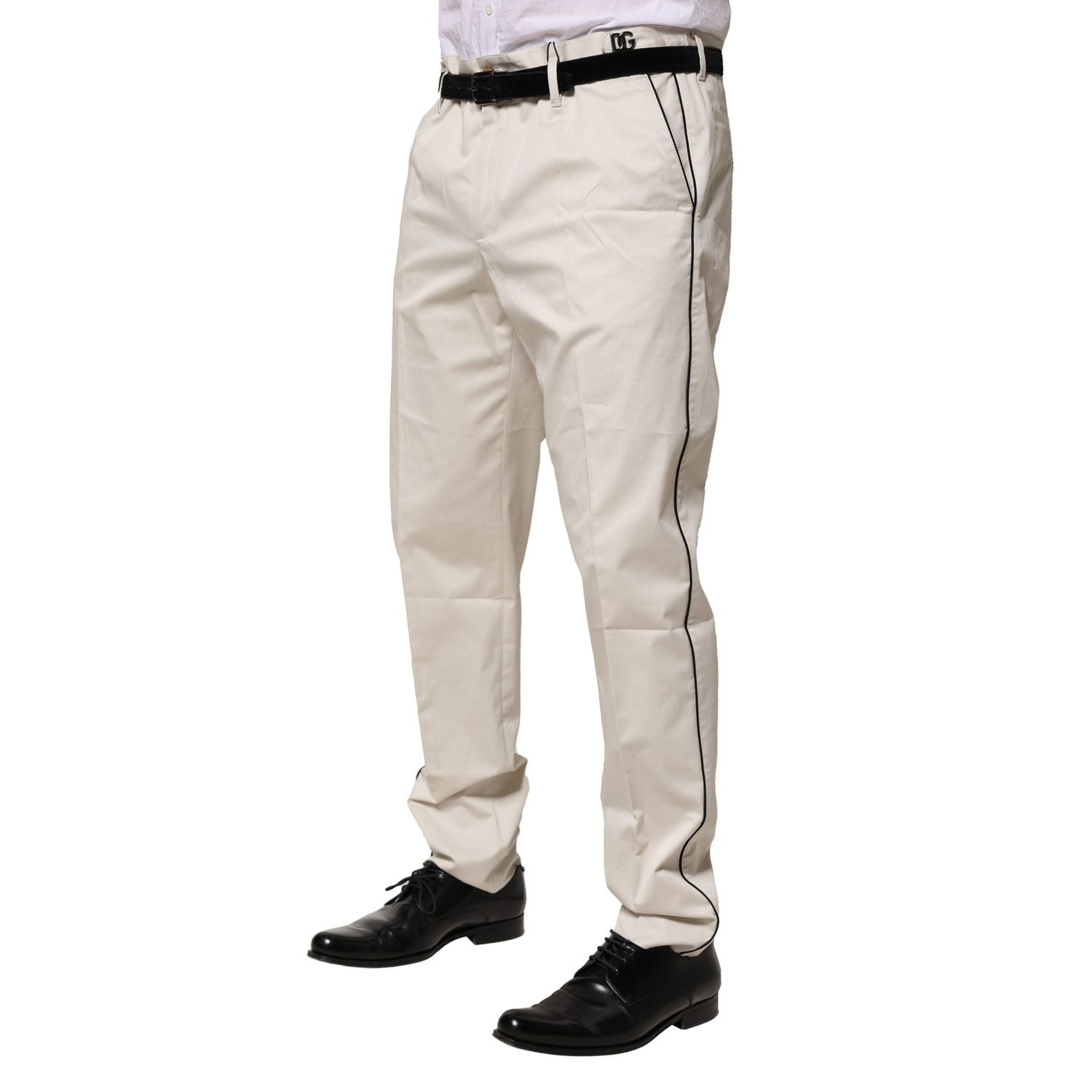 Dolce & Gabbana White Cotton Dress Slim Formal Pants