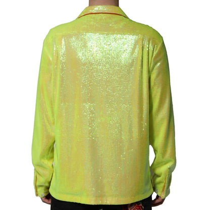 Dolce & Gabbana Yellow Sequin Polyester Lounge Casual Shirt