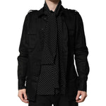 Dolce & Gabbana Black Polka Dot Linen Silk Men Casual Shirt TSH90652-40