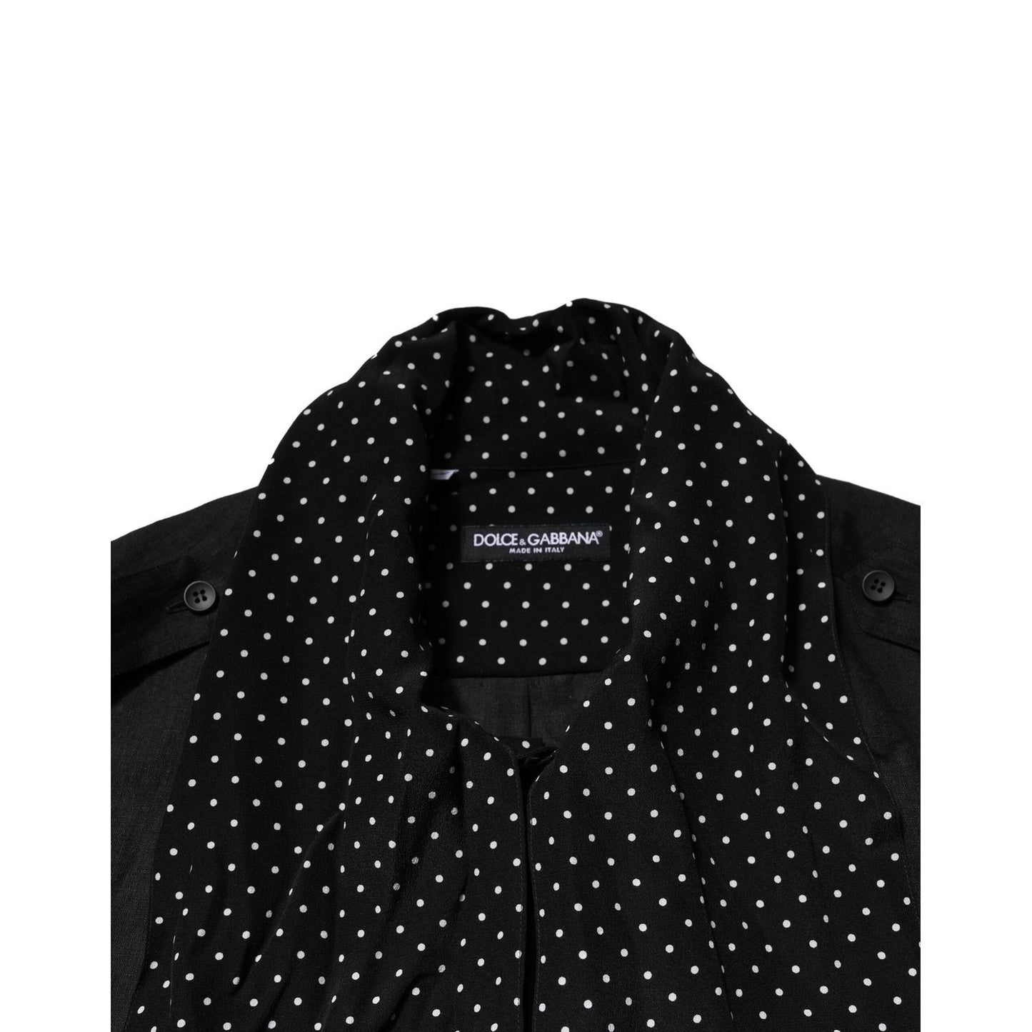 Dolce & Gabbana Black Polka Dot Linen Silk Men Casual Shirt TSH90652-40