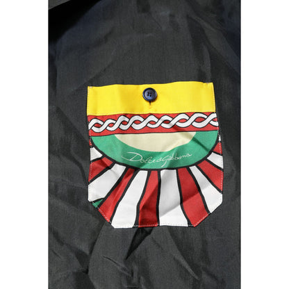 Dolce & Gabbana Black Silk Short Sleeves Men Casual Shirt